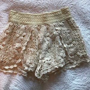 Off white crochet shorts